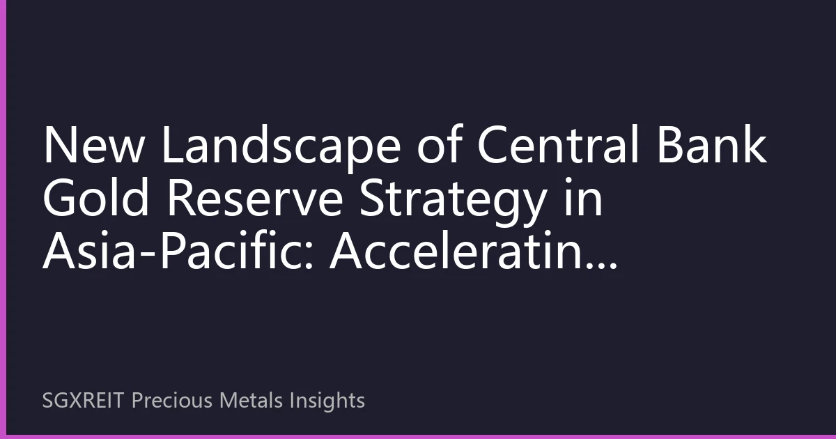 New Landscape of Central Bank Gold Reserve Strategy in Asia-Pacific: Accelerating De-dollarization and Regional Financial Restructuring